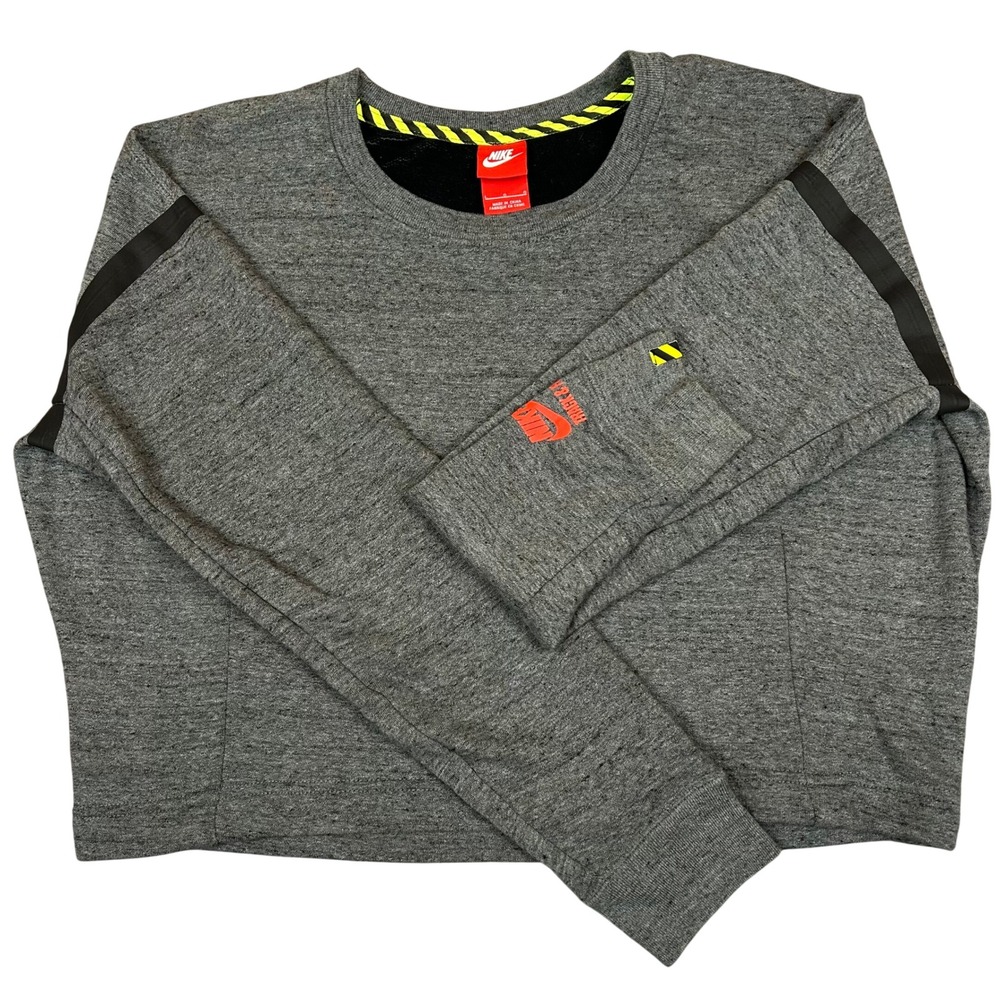 Nike Track & Field Women Crewneck Sweatshirt Gray Cropped Fleece Streetwear L